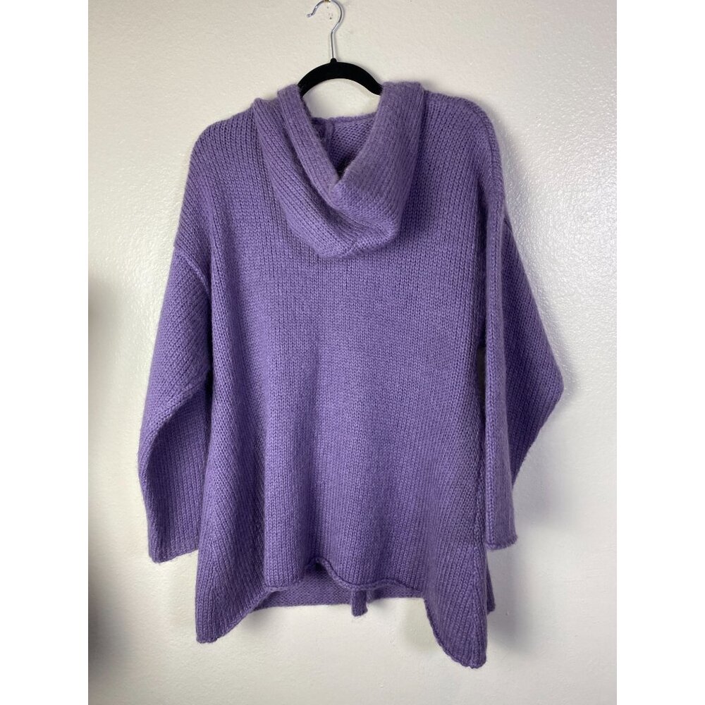 Soft Surroundings Purple Hooded Knit Cardigan Sweater Size Medium Wool Angora - Picture 2 of 13